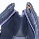 Christian Dior Honeycomb Canvas Hand Bag Navy Gold Auth BA6027-21