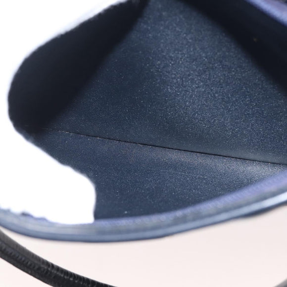 Christian Dior Honeycomb Canvas Hand Bag Navy Gold Auth BA6027