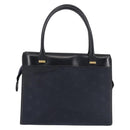 Christian Dior Honeycomb Canvas Hand Bag Navy Gold Auth BA6027-2