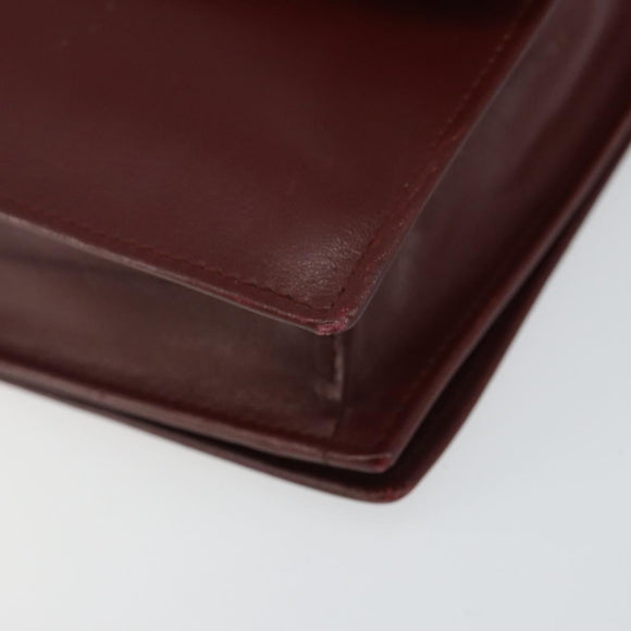 CARTIER Must Line Shoulder Bag Leather Bordeaux Gold Auth BA6028