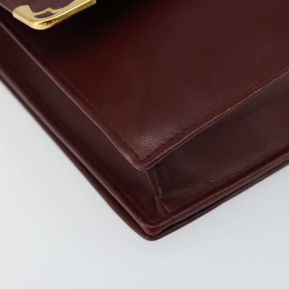 CARTIER Must Line Shoulder Bag Leather Bordeaux Gold Auth BA6028