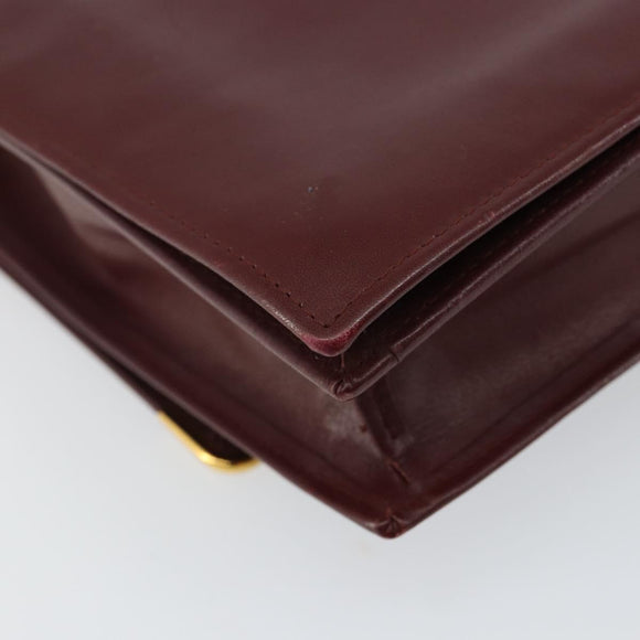 CARTIER Must Line Shoulder Bag Leather Bordeaux Gold Auth BA6028