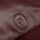 CARTIER Must Line Shoulder Bag Leather Bordeaux Gold Auth BA6028-17