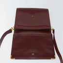 CARTIER Must Line Shoulder Bag Leather Bordeaux Gold Auth BA6028-18