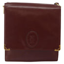 CARTIER Must Line Shoulder Bag Leather Bordeaux Gold Auth BA6028-13