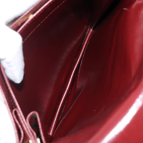 CARTIER Must Line Shoulder Bag Leather Bordeaux Gold Auth BA6028