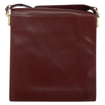 CARTIER Must Line Shoulder Bag Leather Bordeaux Gold Auth BA6028 - 0