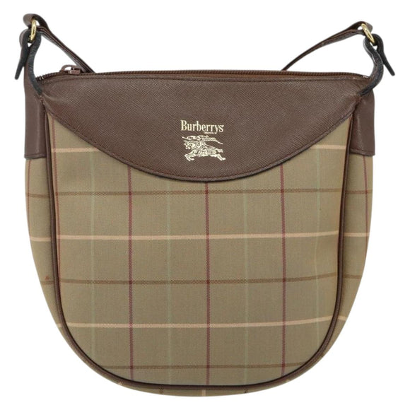 Burberrys Nova Check Shoulder Bag Canvas Beige Gold Auth BA6029