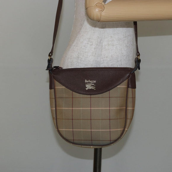 Burberrys Nova Check Shoulder Bag Canvas Beige Gold Auth BA6029