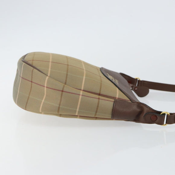 Burberrys Nova Check Shoulder Bag Canvas Beige Gold Auth BA6029