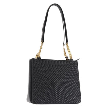 BALLY Shoulder Bag Leather Black Gold Auth BA6042