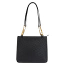 BALLY Shoulder Bag Leather Black Gold Auth BA6042-2