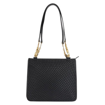 BALLY Shoulder Bag Leather Black Gold Auth BA6042 - 0