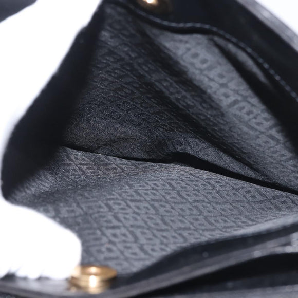 BALLY Shoulder Bag Leather Black Gold Auth BA6042