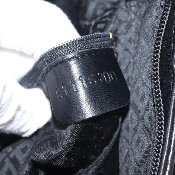 BALLY Shoulder Bag Leather Black Gold Auth BA6042