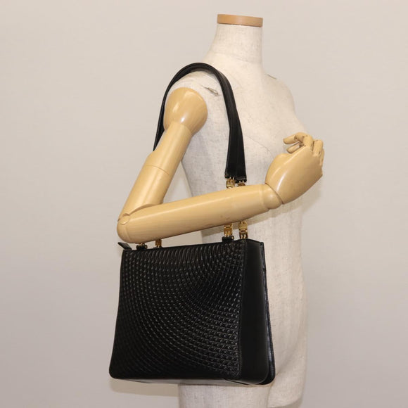 BALLY Shoulder Bag Leather Black Gold Auth BA6042