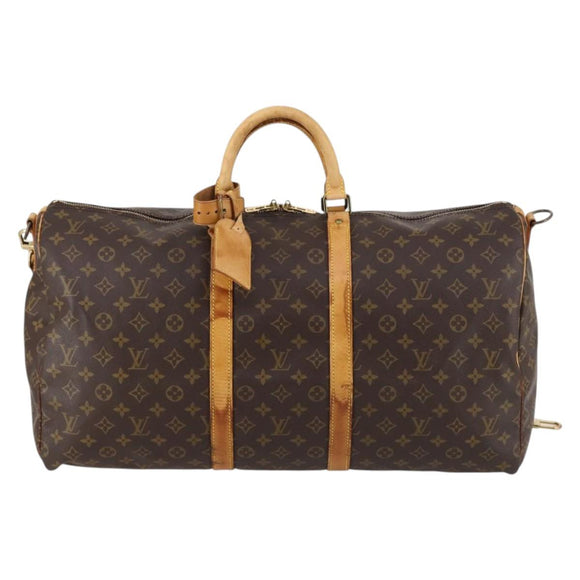 LOUIS VUITTON Monogram Keepall Bandouliere 55 Boston Bag M41414 LV Auth BA6044