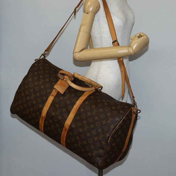 LOUIS VUITTON Monogram Keepall Bandouliere 55 Boston Bag M41414 LV Auth BA6044