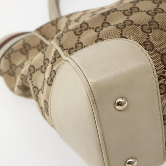 GUCCI GG Canvas Web Sherry Line Tote Bag Beige Red Green 257061 Auth BA6046