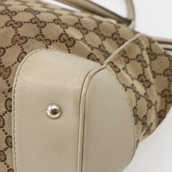 GUCCI GG Canvas Web Sherry Line Tote Bag Beige Red Green 257061 Auth BA6046