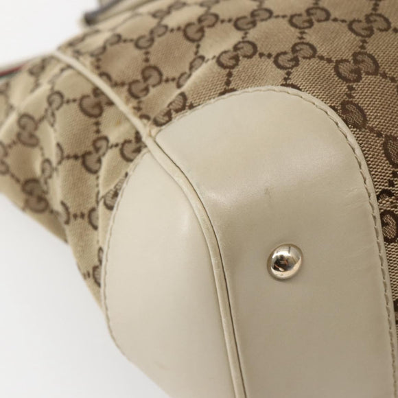 GUCCI GG Canvas Web Sherry Line Tote Bag Beige Red Green 257061 Auth BA6046