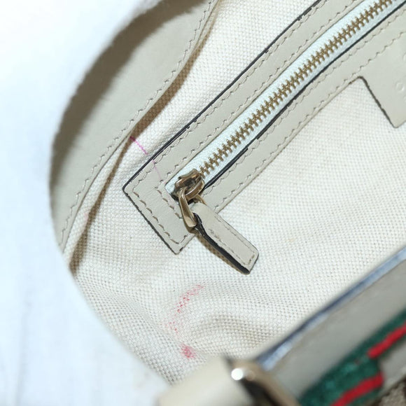 GUCCI GG Canvas Web Sherry Line Tote Bag Beige Red Green 257061 Auth BA6046