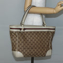 GUCCI GG Canvas Web Sherry Line Tote Bag Beige Red Green 257061 Auth BA6046-22