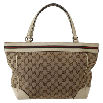 GUCCI GG Canvas Web Sherry Line Tote Bag Beige Red Green 257061 Auth BA6046 - 0