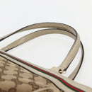 GUCCI GG Canvas Web Sherry Line Tote Bag Beige Red Green 257061 Auth BA6046-8