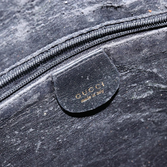 GUCCI Bamboo Hand Bag Leather Black Gold 001 3754 1638 Auth BA6049