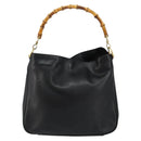 GUCCI Bamboo Hand Bag Leather Black Gold 001 3754 1638 Auth BA6049-13
