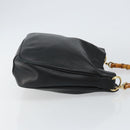 GUCCI Bamboo Hand Bag Leather Black Gold 001 3754 1638 Auth BA6049-3