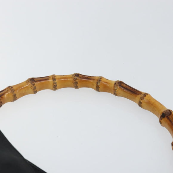 GUCCI Bamboo Hand Bag Leather Black Gold 001 3754 1638 Auth BA6049