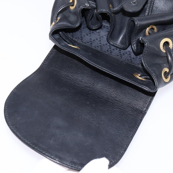 GUCCI Bamboo Backpack Leather Black Gold 003 1705 0030 Auth BA6050