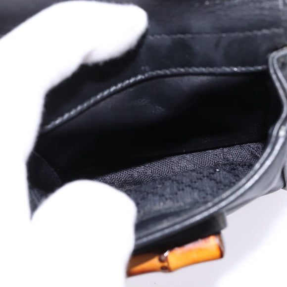 GUCCI Bamboo Backpack Leather Black Gold 003 1705 0030 Auth BA6050