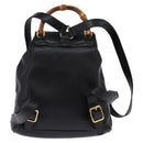 GUCCI Bamboo Backpack Leather Black Gold 003 1705 0030 Auth BA6050-2