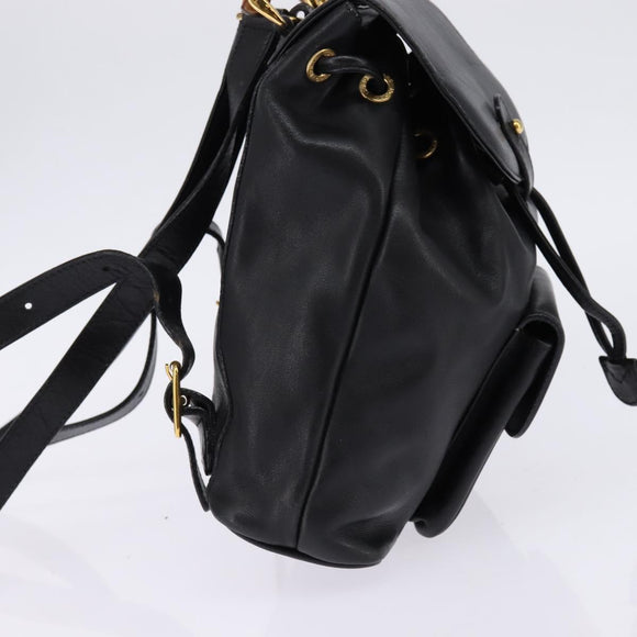 GUCCI Bamboo Backpack Leather Black Gold 003 1705 0030 Auth BA6050