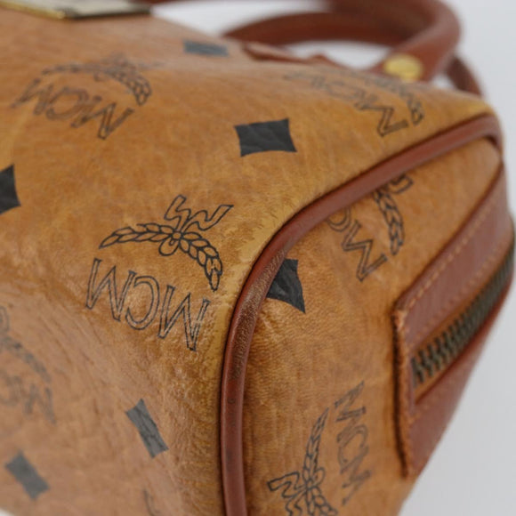 MCM Logogram Vicetos Hand Bag PVC Leather Brown Gold Auth BA6051