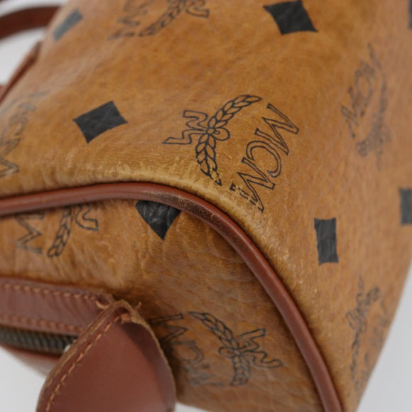 MCM Logogram Vicetos Hand Bag PVC Leather Brown Gold Auth BA6051