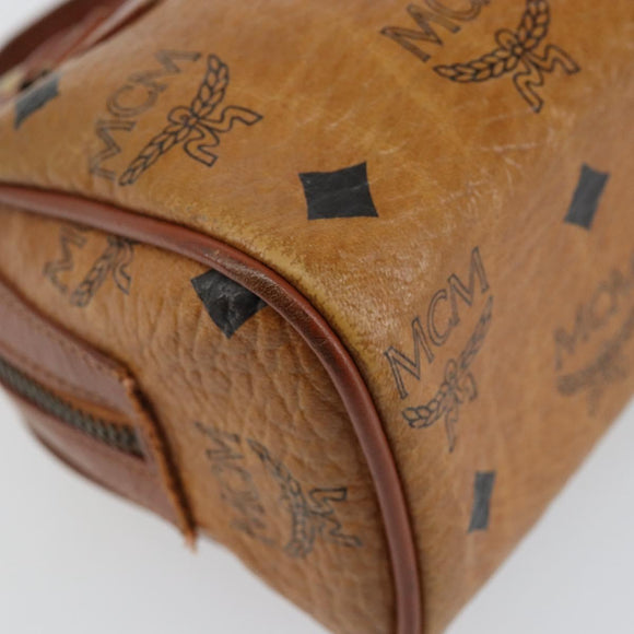 MCM Logogram Vicetos Hand Bag PVC Leather Brown Gold Auth BA6051