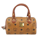 MCM Logogram Vicetos Hand Bag PVC Leather Brown Gold Auth BA6051-2
