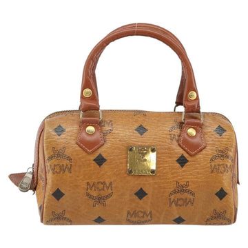 MCM Logogram Vicetos Hand Bag PVC Leather Brown Gold Auth BA6051 - 0