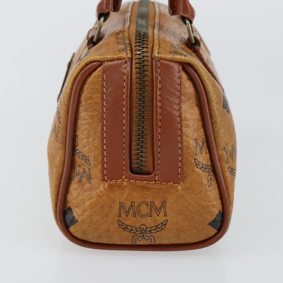 MCM Logogram Vicetos Hand Bag PVC Leather Brown Gold Auth BA6051