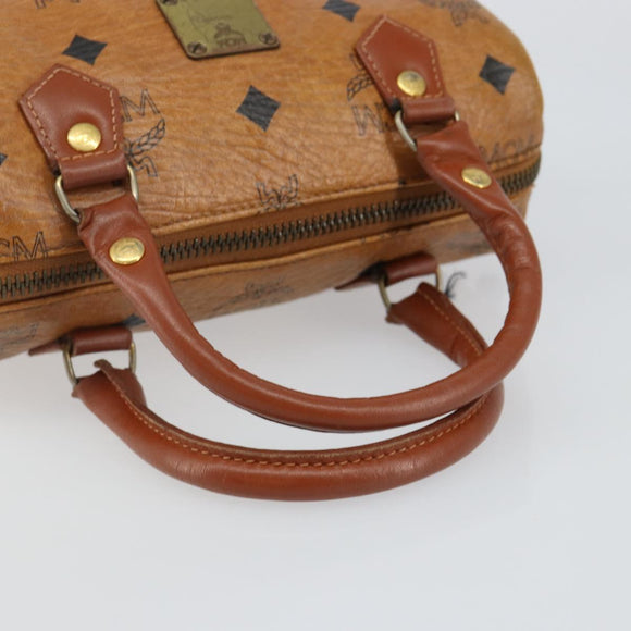 MCM Logogram Vicetos Hand Bag PVC Leather Brown Gold Auth BA6051