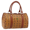 MCM Logogram Vicetos Hand Bag PVC Leather Brown Gold Auth BA6052-1