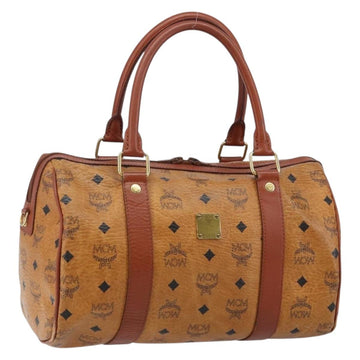 MCM Logogram Vicetos Hand Bag PVC Leather Brown Gold Auth BA6052