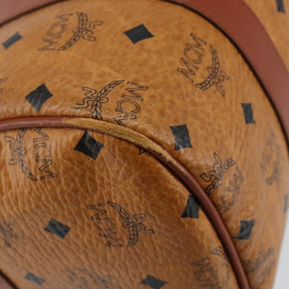 MCM Logogram Vicetos Hand Bag PVC Leather Brown Gold Auth BA6052