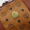 MCM Logogram Vicetos Hand Bag PVC Leather Brown Gold Auth BA6052-12