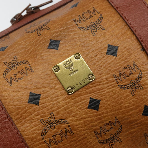 MCM Logogram Vicetos Hand Bag PVC Leather Brown Gold Auth BA6052