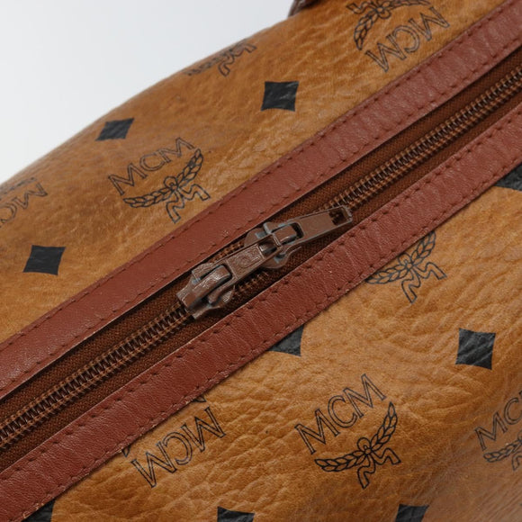 MCM Logogram Vicetos Hand Bag PVC Leather Brown Gold Auth BA6052